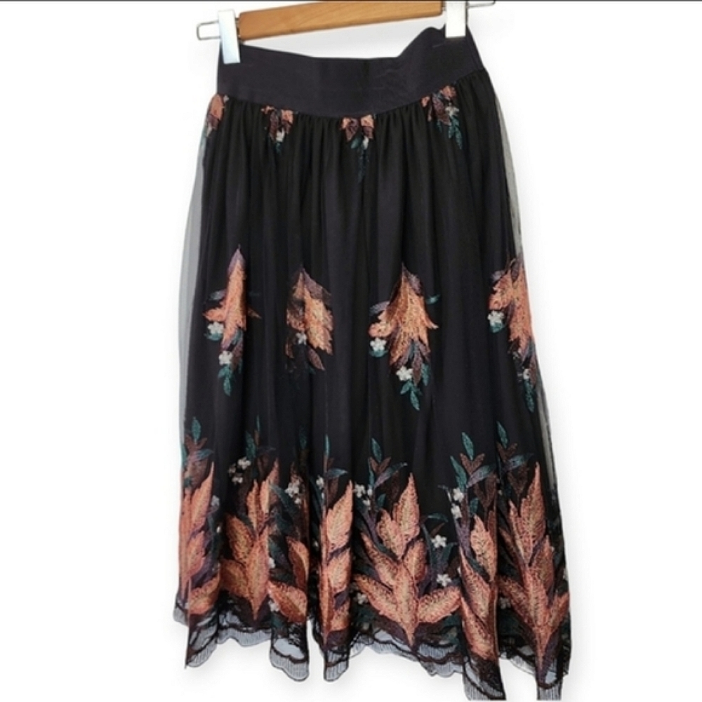 Dixie skirt embroidered chiffon full black size 6/8 - Picture 8 of 12